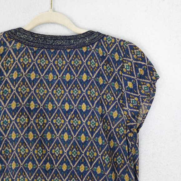 Calypso St Barth Dress Womens XS Blue Gold Fran Silk Embellished Tunic Boho - Picture 14 of 14